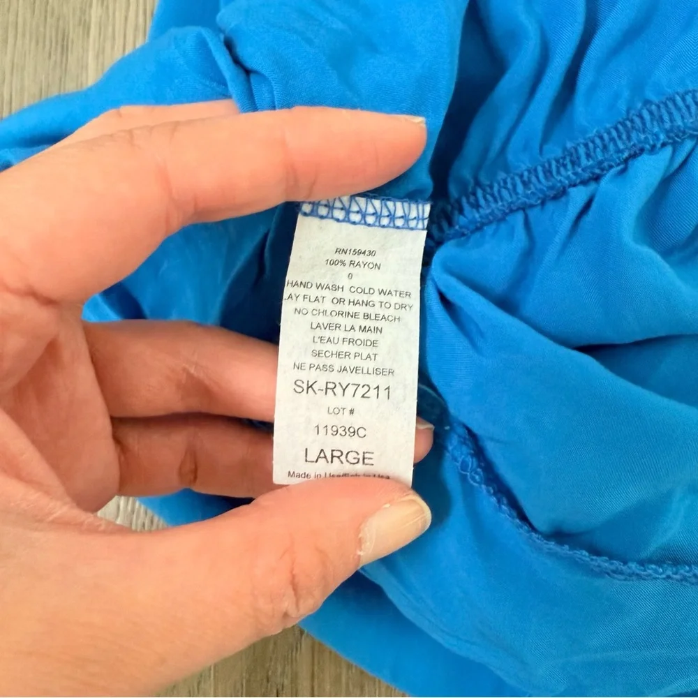 NWT Elan Blue Romper with Tie Waist Large - Picture 11 of 11